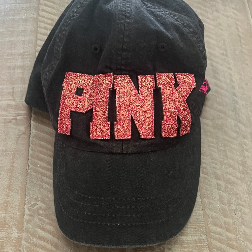 Vintage PINK Black and Pink Glitter Baseball Cap